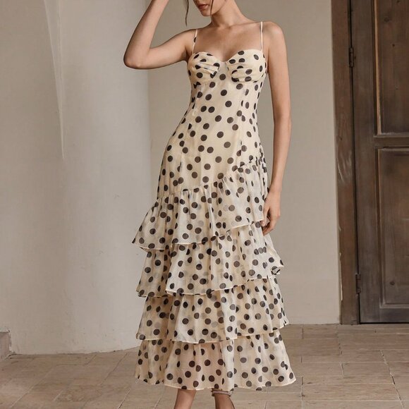 Multicolor Elegant Women's Polka Dot Camisole Sundress - Picture 1 of 7